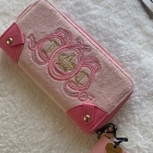 Juicy Couture Pink and Gold Embroidered Wallet